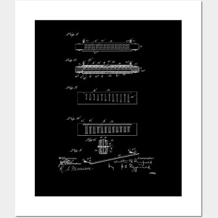 Harmonica Vintage Patent Drawing Posters and Art